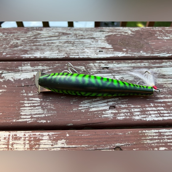 VINTAGE Green Striped Fishing Lure with hooks|Bait, Hunting,Camping, Boys-scout - Picture 12 of 17